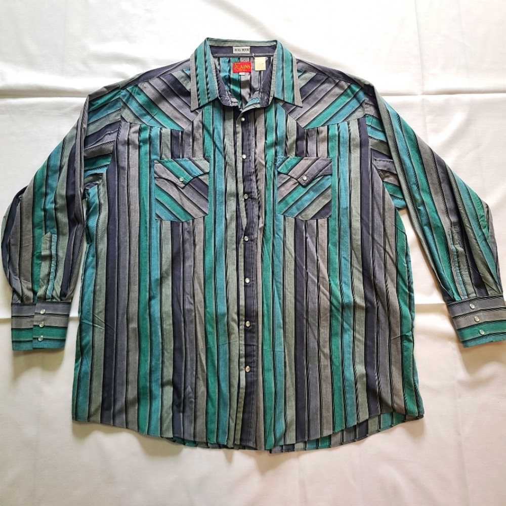 Vintage Ely Plains Big Man long sleeve pearlsnap shirt 2xl